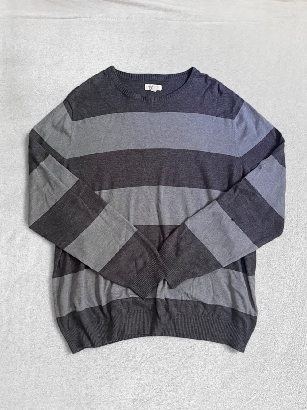 Sonoma Baggy Blue-Grey Wide-Stripe Lightweight Fall Sweater Shirt, Men’s XL